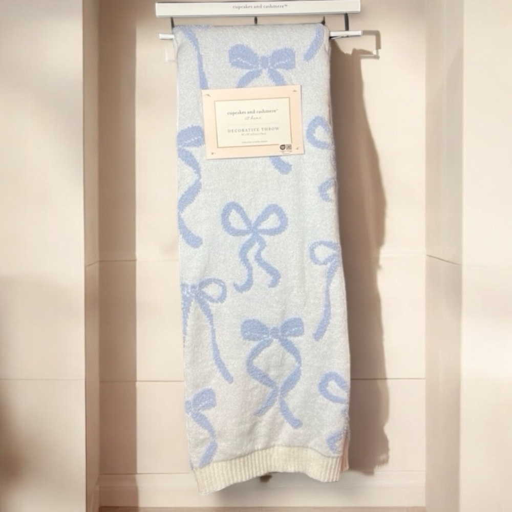 Cupcakes and Cashmere Coquette Blue bow blanket